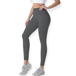 Sunzel Women's XS Grey Stretch Activewear Casual High Rise Pocket Leggings | 37"